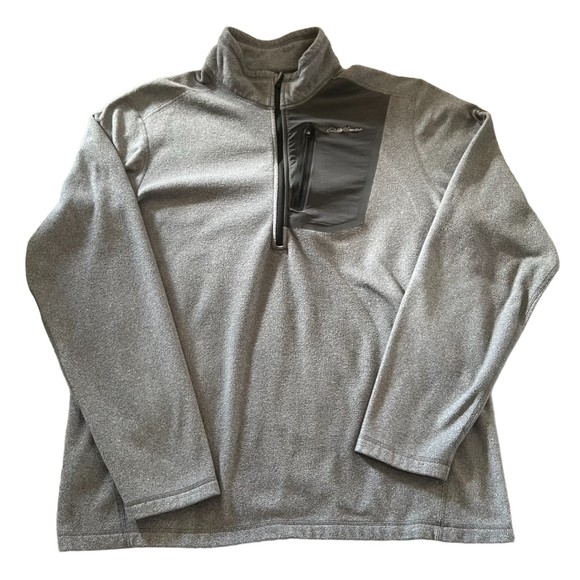 Eddie Bauer Jacket Coat Gray Pockets Mock Neck Half Zipper Longsleeve Men’s Sz L - Picture 3 of 5